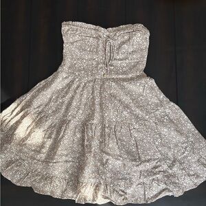 Aeropostale Strapless Floral Dress - Brown and White